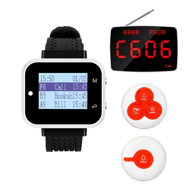Hospital Cafe Guest Paging System Vibrating Beeper Receiver Waterproof Table Call Button Wireless Call Pager Watch Restaurant