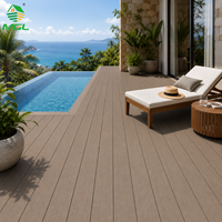 Planches de terrasse en composite WPC à grain de bois, très demandées pour l'aménagement extérieur de jardins, patios, terrasses, villas et zones piscine