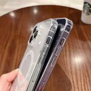 Smasung用耐衝撃性磁気電話ケースS22S23S24ウルトラワイヤレス充電iPhone用透明ケース14 pro 15 pro max