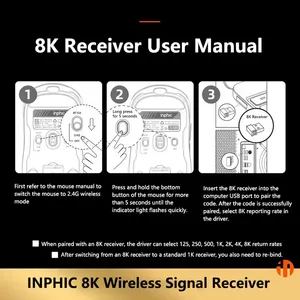 Chuột chơi game <span class=keywords><strong>macro</strong></span> công thái học INPHIC IN06 PAW3395, nhẹ, có dây/không dây <span class=keywords><strong>Bluetooth</strong></span>/2.4G, giao diện USB, dành cho PC/Laptop, sử dụng tay phải - Product Image 6