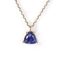 Collier en or 18 carats avec saphir pour femme, best-seller transfrontalier, pendentif géométrique tendance, style naturel et adorable, polyvalent