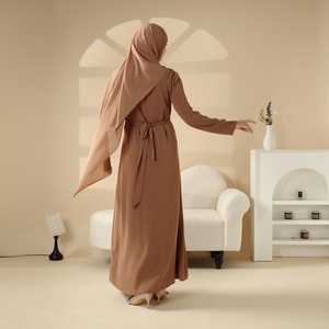 عباءة نسائية إسلامية محتشمة مستقيمة، طقم من ثلاث قطع، رداء صلاة إسلامي مفتوح من الأمام، كارديجان طويل منسدل على شكل كيمونو - Product Image 1