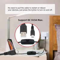 Pengisi daya kabel USB ke DC 5V 2.5A, catu daya AC kabel USB mikro untuk Raspberry Pi 4 4B 5V 3A Tipe C dengan saklar