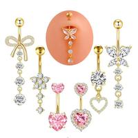 Piercings de nombril en acier inoxydable de haute qualité, motif papillon et cœur, résistants au ternissement, bijoux de piercing sexy, vente en gros