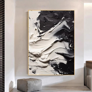 Pintura al Óleo Abstracta Personalizada Grande Hecha a Mano en Blanco y Negro, Pintura Texturizada Pintada a Mano, Arte para Decoración del Hogar - Product Image 6