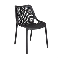 Sillas Apilables de Plástico PP para Terraza y Patio, Estilo Nórdico Moderno, Color Negro, para Restaurante y Cafetería, Venta al Por Mayor