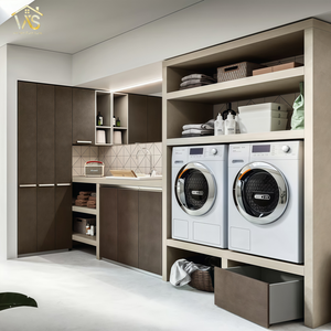 Gabinete de lavandería moderno de diseño popular con puerta de laca de MDF Diseño personalizado <span class=keywords><strong>para</strong></span> <span class=keywords><strong>lavadora</strong></span> <span class=keywords><strong>y</strong></span> <span class=keywords><strong>secadora</strong></span> - Product Image 2