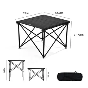 HISPEED Grande table de camping pliante en aluminium Table de pique-nique pliante européenne 51-58cm de hauteur réglable 2in1