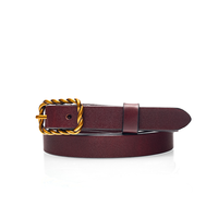 Ceinture pour homme en cuir véritable de haute qualité, cousue à la machine, simple couche, avec boucle en alliage de laiton et perforations de précision
