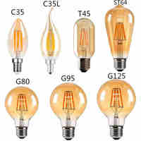 E26 E27 G45 A60 ST64 G80 G95 G125 Ampoule à filament Edison 6W à intensité variable