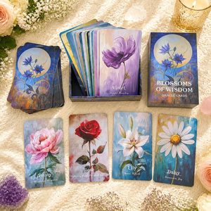 Tarjetas de Oráculo con Diseño Floral Impresas a Todo Color, Ecológicas y Personalizadas al por Mayor, Mazo de 56 <span class=keywords><strong>Cartas</strong></span> de Sabiduría Curativa para el <span class=keywords><strong>Amor</strong></span> y el Crecimiento Espiritual - Product Image 1