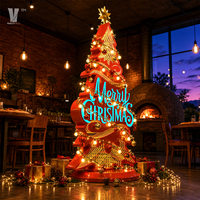Arbre de Noël à miroir infini LED, illusion 3D, changement de couleur, enseigne LED de Noël pour bar, restaurant, centre commercial, décoration de fêtes
