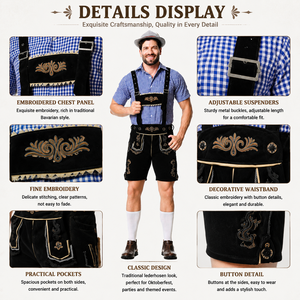 Conjunto de pantalones con <span class=keywords><strong>tirantes</strong></span> para hombre, disfraz bordado para Oktoberfest, traje para fiesta del festival de la cerveza alemana, camisa a cuadros para hombre - Product Image 2