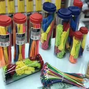 Ikatan Kabel Nilon 66 Mengunci Sendiri Warna-warni Dalam Ikatan Zip Drum Plastik Manajemen Kabel Kawat Klasik