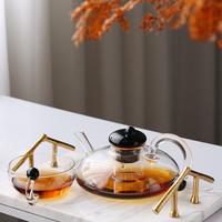 Vente en gros théière et tasse Design personnalisé théière en verre transparent service à thé pour une théière