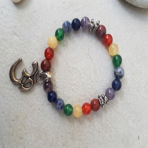 Bracelet en pierres précieuses 7 chakras avec perles de lave, pierres polies, fait main pour la méditation, le Feng Shui et la guérison - Product Image 4