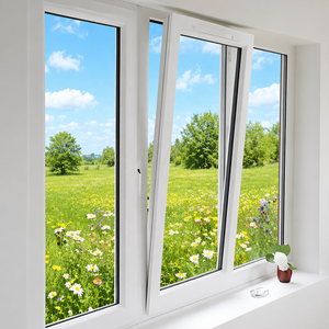 Ventana Moderna <span class=keywords><strong>de</strong></span> PVC Resistente a Huracanes, Abatible y Giratoria, con Doble Vidrio Templado Tintado y Aislamiento Térmico <span class=keywords><strong>para</strong></span> Dormitorio y Sala <span class=keywords><strong>de</strong></span> Estar - Product Image 1