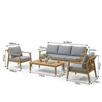 Ensemble de canapés d'extérieur 4 pièces en aluminium avec coussins sandwich de 10 cm, ensemble de conversation pour patio, assise en mousse 22D et coton plat pour jardin