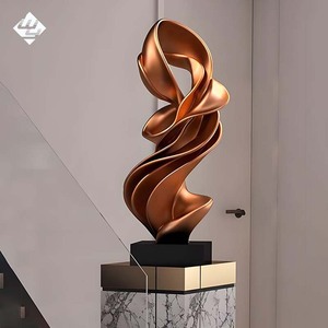 Scultura d'Arte Astratta in Metallo Intrecciato, Finitura in Rame Moderna, Ornamento Personalizzato per Interni di Hotel - Product Image 1