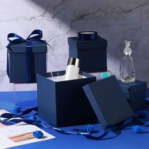 Scatole Regalo Quadrate Blu Navy con Coperchio e Nastro per Regali di Carnevale, Anniversari, Compleanni, Feste Nuziali - Product Image 5