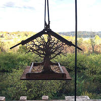 Mangeoire à oiseaux créative en bois avec corde de suspension, style nid décoratif et design creux en forme d'arbre pour petits oiseaux - Utilisation extérieure en jardin