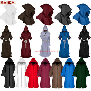 हेलोलीन वयस्क पुरुष पुजारी पोशाक भूत पिशाच पुनर्जागरण मध्ययुगीन भिक्षु हुक टोपी ईसाई मिशनरी वेशभूषा - Product Image 1