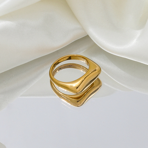 Di Fascia alta 18K Plain Oro Anelli In Acciaio Inox Trendy Appannamento Gioielli In Oro - Product Image 3