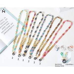 Cordino in poliestere Zz da 70 cm, multicolore, jacquard, con catena e fibbia in plastica per porta badge. - Product Image 1