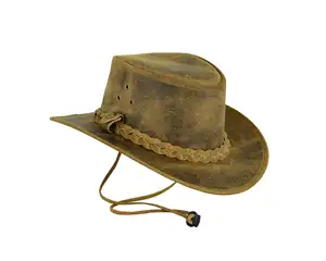 Design personalizado estilo ocidental aba larga, com queixo corda de couro, chapéus de cowboy
