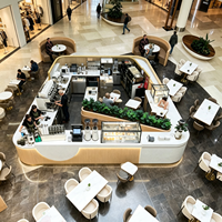 Comptoir de bar à café multifonctionnel de luxe personnalisé avec éclairage LED, écoresponsable, de haute qualité, pour centre commercial, kiosque, station de café