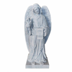 Estatua tallada de tamaño real, grandes alas, mármol blanco, cementerio, ángeles, monumentos y piedras para la cabeza - Product Image 2