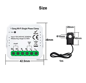 Medidor de Energía Bidireccional Inteligente WiFi Tuya con Pinza Amperimétrica de 80A, Monofásico, para Monitoreo de Energía Solar Fotovoltaica, Estadísticas de Energía en Tiempo Real a través de la Aplicación - Product Image 5
