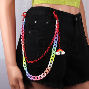 Yueli Candy Color Double Layer Acrylic & Lucite Resin Waist Chain <b>Cartoon</b> Pendant for Daily Wear Unisex Hip Hop Style Accessory - Product Image 3