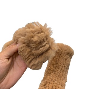 Gants en <span class=keywords><strong>cuir</strong></span> tricotés sans doigts en vraie fourrure de lapin pour <span class=keywords><strong>femme</strong></span>, mitaines thermiques d'hiver pour le cyclisme, le ski, les activités de plein air et le quotidien - Product Image 5