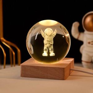 OEM 3D Carved <b>Star</b> Solar System Table <b>LED</b> Lamp Wood Base Crystal Ball for Children Gift Room Decoration - Product Image 2