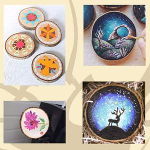 Ensemble <span class=keywords><strong>de</strong></span> tranches <span class=keywords><strong>de</strong></span> bois rustiques pour peinture, 5 pièces, commande en vrac, caboteur en bois <span class=keywords><strong>de</strong></span> forme ronde, bricolage, tranches d'arbre naturel inachevé - Product Image 5