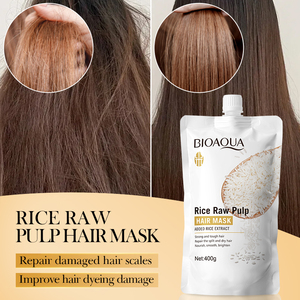 La nueva mascarilla para el cabello BIOAQUA Rice Protoplasm de etiquetas privadas es esponjosa y nutre repara el cabello dañado e ilumina el color del cabello - Product Image 2
