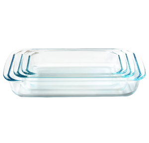 Borosilicato microondas 3 piezas de vidrio para hornear conjuntos de vidrio para hornear plato para hornear bandeja conjunto - Product Image 1