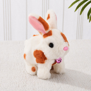 Giocattoli di peluche con macchie elettriche di coniglio di simulazione che parlano in modo morbido che cammina con il coniglietto di Pasqua giocattoli di peluche per bambini bambola animale interattiva - Product Image 5