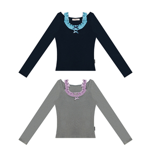 Camiseta de <span class=keywords><strong>moda</strong></span> para <span class=keywords><strong>mujer</strong></span>, cuello cuadrado, lazo Delgado, coqueta, diseño sin espalda, ropa de punto para otoño, flaco sólido - Product Image 6