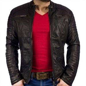 Wholesale Best Selling 100% Genuine Calf Leather Canvas Waterproof Windproof Racer <b>Jacket</b> Front Unisex <b>Biker</b> <b>Jacket</b> Winter - Product Image 1