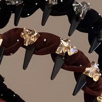 Serre-tête élégant en maille orné de strass, accessoire capillaire floral en cristal pour femme
