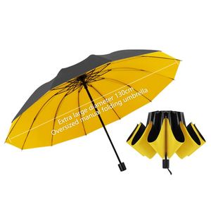 Custom Manual 3 <b>Fold</b> Modern Travel Pongee Umbrella Large Size Black Coating Sun Protection - Product Image 1