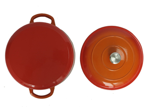 Casserole ronde <span class=keywords><strong>en</strong></span> <span class=keywords><strong>fonte</strong></span> émaillée ombrée orange de haute <span class=keywords><strong>qualité</strong></span>, équipée d'un couvercle assorti - Product Image 4