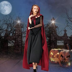 Cổ Điển Màu Đỏ Cape Mui Xe Đầy Đủ Chiều Dài Mềm Cosplay Trang Phục Cho Phụ Nữ Halloween Áo Choàng Màu Đỏ Đường Viền Cổ Áo Dây Kéo Thiết Kế Bao Gồm Váy - Product Image 2