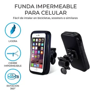 Waterproof PU Leather Cell <b>Phone</b> <b>Holder</b> for Bike Motorcycle with Adjustable Clamp Mount, Compatible with Apple Samsung Xiaomi Re - Product Image 5
