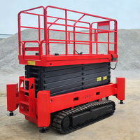 Tragbare Raupen-Scherenhebebühne Bewegliche Hydraulische Hubarbeitsbühne aus Chrom-Vanadium-Stahl 100kg Tragfähigkeit 6m 8m 10m