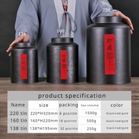 Vente en Gros Boîte à Thé Métallique Vintage Ronde Carrée Grande pour Bonbons, Café, Biscuits - Récipient Noir en Fer Blanc pour Aliments