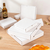 Boîte à pizza carrée à emporter en matériaux recyclés de qualité alimentaire, dimensions personnalisées, logo, revêtement UV pour l'emballage des restaurants
