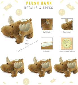 2609 9 인치 브라운 무스 봉제 돈 상자 장난감 슈퍼 부드러운 인형 동물 동전 보관 은행 아이 선물 봉제 돼지 저금통 - Product Image 2